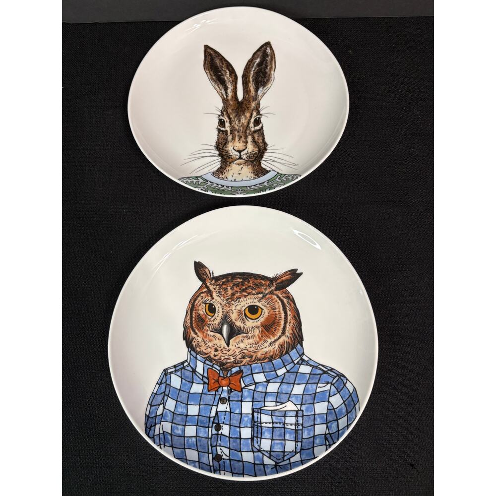 Rachel Kozlowski + West Elm Dapper Animal Plates - Owl and Rabbit